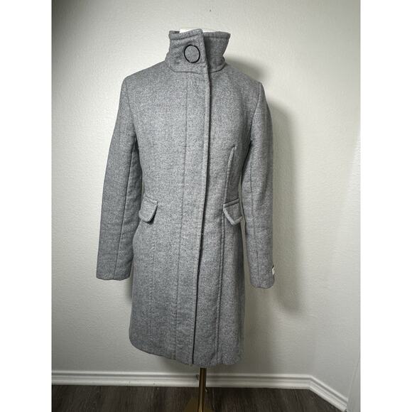 Calvin Klein Jackets & Blazers - Calvin Klein Women’s XXS Gray Herringbone Wool Blend Coat Zip Snap Mid Length
